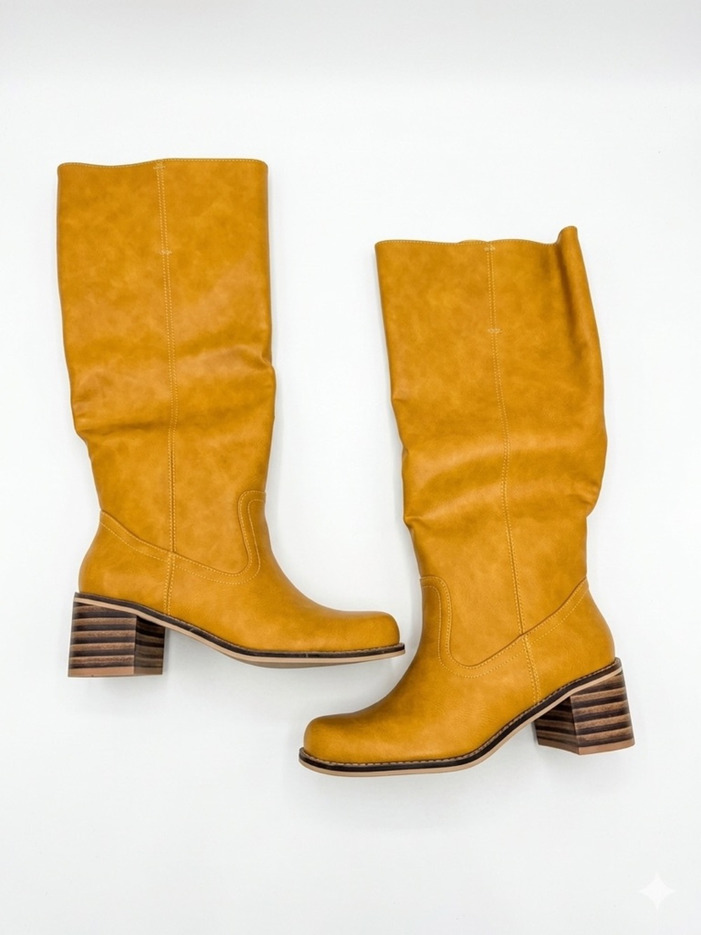 NWOB-Knee High Boots Chunky Block Heel Long Boots Square Toe Low Heel Boots - Picture 5 of 10